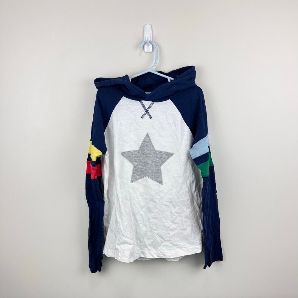 Mini Boden Star Applique Raglan Sleeve Hoodie T-Shirt 9-10